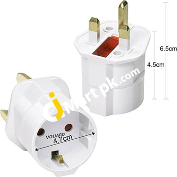 Ivoler Vguard European To Uk 3X Plug Adaptor (White) - Imported From